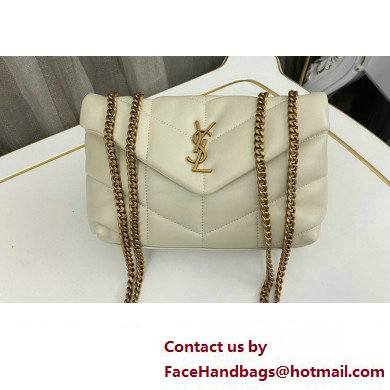 Saint Laurent toy puffer Bag in lambskin 759337 Vintage White/Gold