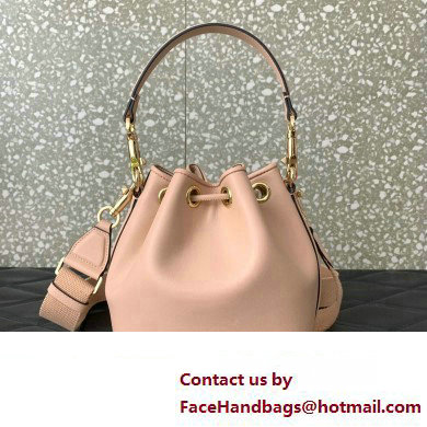 Valentino Loco Bucket Bag In Calfskin Leather Nude With Enamel Tone-On-Tone Vlogo Signature 2024