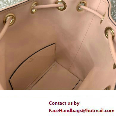 Valentino Loco Bucket Bag In Calfskin Leather Nude With Enamel Tone-On-Tone Vlogo Signature 2024