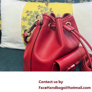 Valentino Loco Bucket Bag In Calfskin Leather Red With Enamel Tone-On-Tone Vlogo Signature 2024