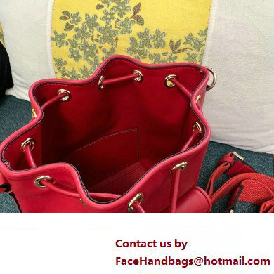 Valentino Loco Bucket Bag In Calfskin Leather Red With Enamel Tone-On-Tone Vlogo Signature 2024