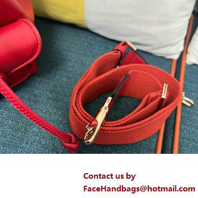 Valentino Loco Bucket Bag In Calfskin Leather Red With Enamel Tone-On-Tone Vlogo Signature 2024