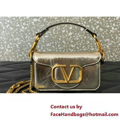 Valentino Loco micro Bag In Calfskin Leather With Chain 416 Metallic Gold 2023 - Click Image to Close