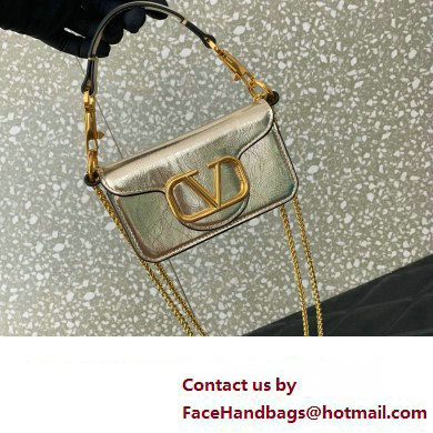 Valentino Loco micro Bag In Calfskin Leather With Chain 416 Metallic Gold 2023