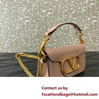 Valentino Loco micro Bag In Calfskin Leather With Chain 416 Nude 2023