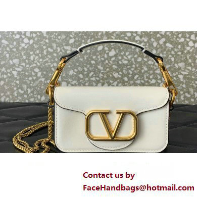 Valentino Loco micro Bag In Calfskin Leather With Chain 416 White 2023