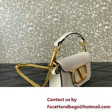 Valentino Loco micro Bag In Calfskin Leather With Chain 416 White 2023