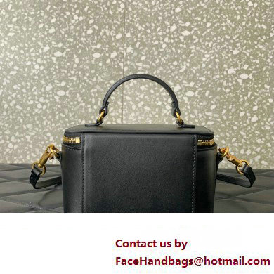 Valentino Mini Loco Handbag In Calfskin Leather Black With Enamel Tone-On-Tone Vlogo Signature 2024