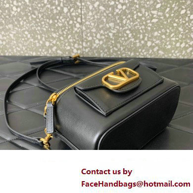 Valentino Mini Loco Handbag In Calfskin Leather Black With Enamel Tone-On-Tone Vlogo Signature 2024