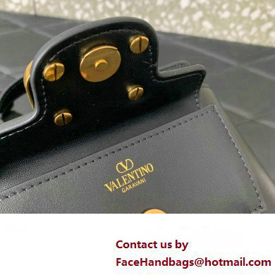 Valentino Mini Loco Handbag In Calfskin Leather Black With Enamel Tone-On-Tone Vlogo Signature 2024