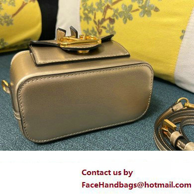 Valentino Mini Loco Handbag In Calfskin Leather Gold With Enamel Tone-On-Tone Vlogo Signature 2024