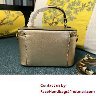 Valentino Mini Loco Handbag In Calfskin Leather Gold With Enamel Tone-On-Tone Vlogo Signature 2024