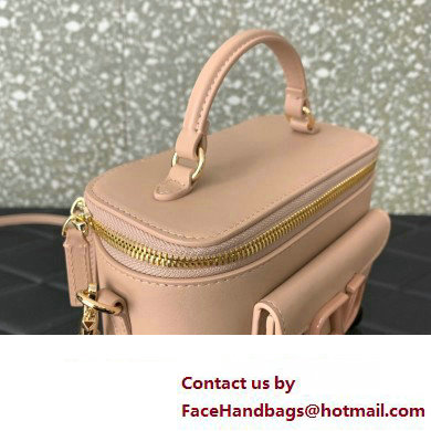 Valentino Mini Loco Handbag In Calfskin Leather Nude With Enamel Tone-On-Tone Vlogo Signature 202