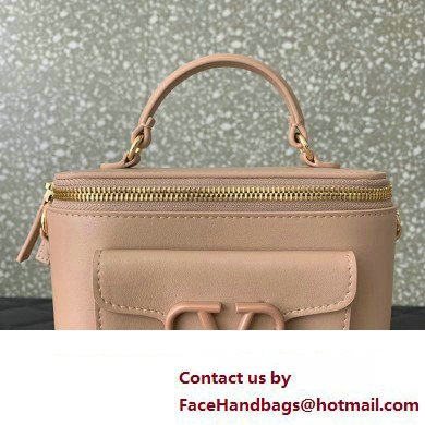 Valentino Mini Loco Handbag In Calfskin Leather Nude With Enamel Tone-On-Tone Vlogo Signature 202