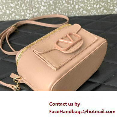 Valentino Mini Loco Handbag In Calfskin Leather Nude With Enamel Tone-On-Tone Vlogo Signature 202