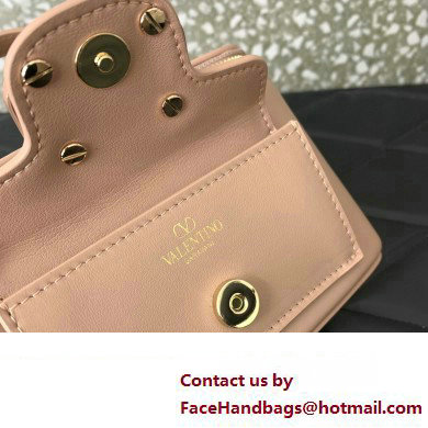 Valentino Mini Loco Handbag In Calfskin Leather Nude With Enamel Tone-On-Tone Vlogo Signature 202