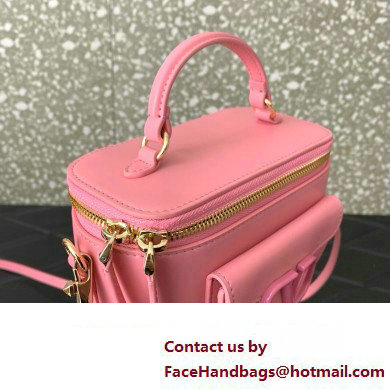 Valentino Mini Loco Handbag In Calfskin Leather Pink With Enamel Tone-On-Tone Vlogo Signature 2024