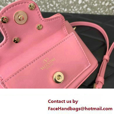 Valentino Mini Loco Handbag In Calfskin Leather Pink With Enamel Tone-On-Tone Vlogo Signature 2024