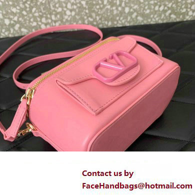 Valentino Mini Loco Handbag In Calfskin Leather Pink With Enamel Tone-On-Tone Vlogo Signature 2024