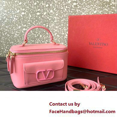 Valentino Mini Loco Handbag In Calfskin Leather Pink With Enamel Tone-On-Tone Vlogo Signature 2024