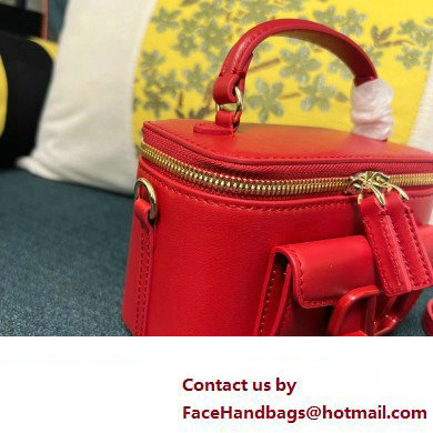 Valentino Mini Loco Handbag In Calfskin Leather Red With Enamel Tone-On-Tone Vlogo Signature 2024