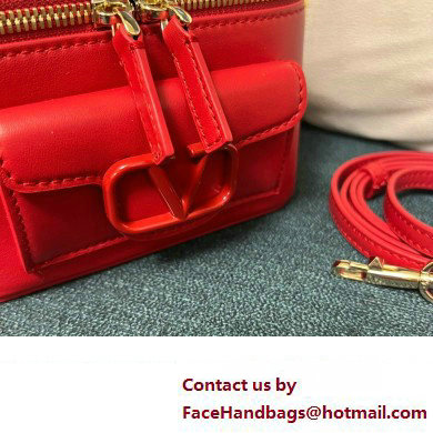 Valentino Mini Loco Handbag In Calfskin Leather Red With Enamel Tone-On-Tone Vlogo Signature 2024