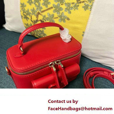 Valentino Mini Loco Handbag In Calfskin Leather Red With Enamel Tone-On-Tone Vlogo Signature 2024