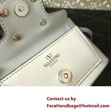 Valentino Mini Loco Handbag In Calfskin Leather Silver With Enamel Tone-On-Tone Vlogo Signature 2024