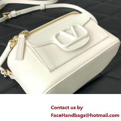 Valentino Mini Loco Handbag In Calfskin Leather White With Enamel Tone-On-Tone Vlogo Signature 2024