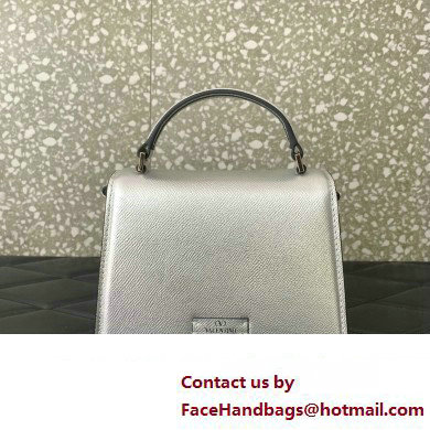 Valentino Mini VSLING Handbag in metallic Silver grainy calfskin with VLogo Signature crystals 2024