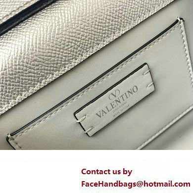 Valentino Mini VSLING Handbag in metallic Silver grainy calfskin with VLogo Signature crystals 2024