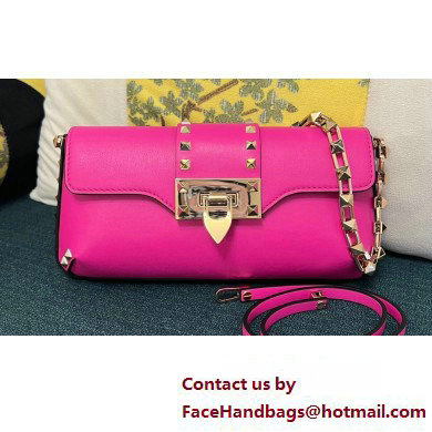 Valentino Rockstud Brushed Calfskin Shoulder Bag Fuchsia 2023 - Click Image to Close