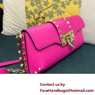 Valentino Rockstud Brushed Calfskin Shoulder Bag Fuchsia 2023