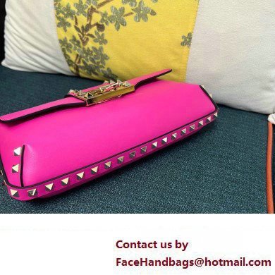 Valentino Rockstud Brushed Calfskin Shoulder Bag Fuchsia 2023