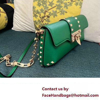 Valentino Rockstud Brushed Calfskin Shoulder Bag Green 2023