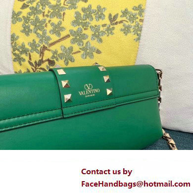 Valentino Rockstud Brushed Calfskin Shoulder Bag Green 2023