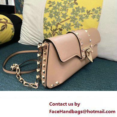 Valentino Rockstud Brushed Calfskin Shoulder Bag Nude 2023