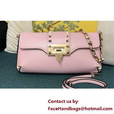 Valentino Rockstud Brushed Calfskin Shoulder Bag Pink 2023