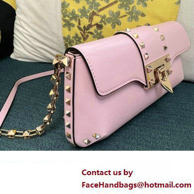 Valentino Rockstud Brushed Calfskin Shoulder Bag Pink 2023