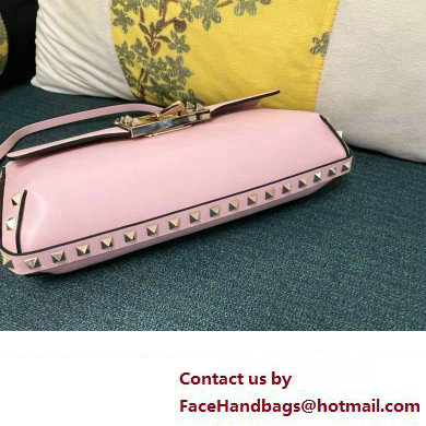 Valentino Rockstud Brushed Calfskin Shoulder Bag Pink 2023