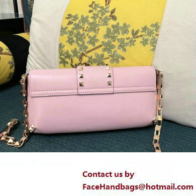 Valentino Rockstud Brushed Calfskin Shoulder Bag Pink 2023