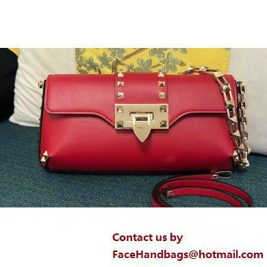 Valentino Rockstud Brushed Calfskin Shoulder Bag Red 2023