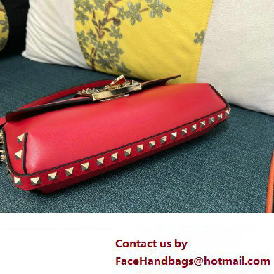 Valentino Rockstud Brushed Calfskin Shoulder Bag Red 2023