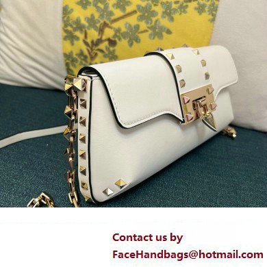 Valentino Rockstud Brushed Calfskin Shoulder Bag White 2023