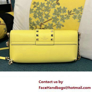 Valentino Rockstud Brushed Calfskin Shoulder Bag Yellow 2023