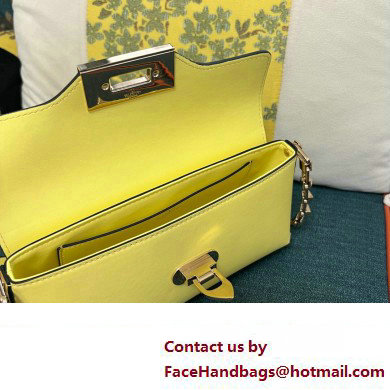 Valentino Rockstud Brushed Calfskin Shoulder Bag Yellow 2023