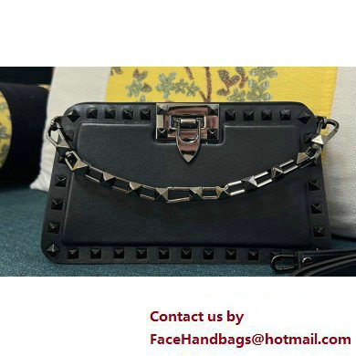 Valentino Rockstud Clutch Bag In Calfskin Black 2024 - Click Image to Close