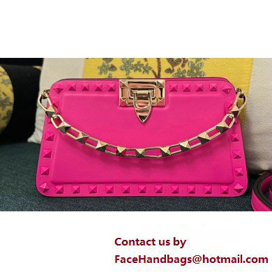 Valentino Rockstud Clutch Bag In Calfskin Fuchsia 2024