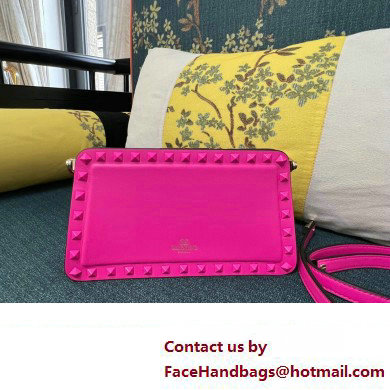 Valentino Rockstud Clutch Bag In Calfskin Fuchsia 2024