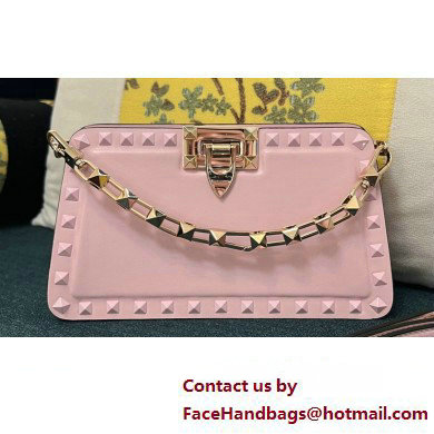 Valentino Rockstud Clutch Bag In Calfskin Pink 2024